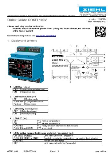 Quick Guide COSFI 100V - Ziehl industrie-elektronik GmbH + Co KG