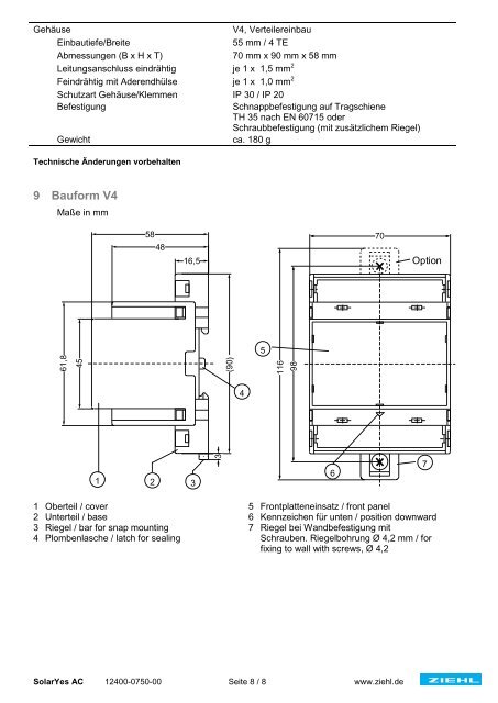 Kurzanleitung SolarYes AC - Ziehl industrie-elektronik GmbH + Co KG