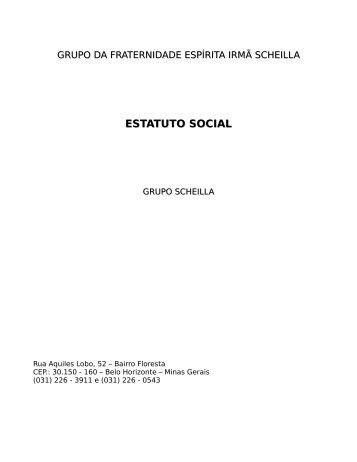 ESTATUTO SOCIAL - grupo da fraternidade espírita irmã scheilla