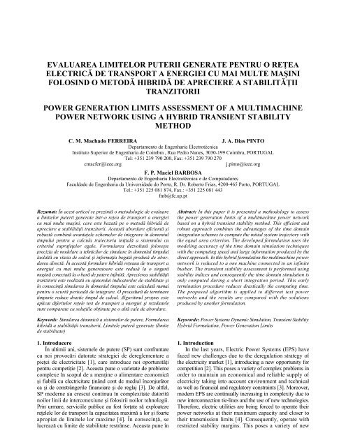 Power Generation Limits Assessment of a Multimachine Power ...