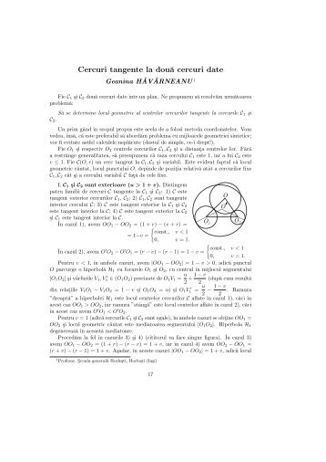 Cercuri tangente la doua cercuri date