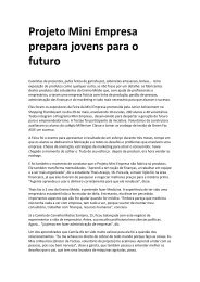 Projeto Mini Empresa prepara jovens para o futuro