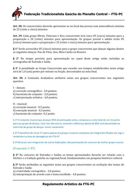 Regulamento Artístico - Federação Tradicionalista Gaúcha do ...