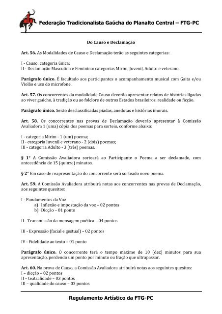 Regulamento Artístico - Federação Tradicionalista Gaúcha do ...