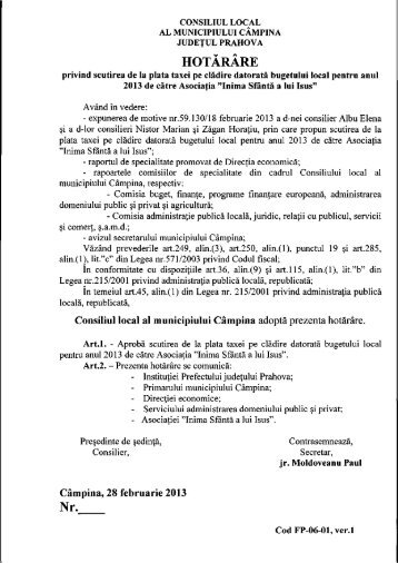 16 Pr hot scutire impozite si taxe 2013