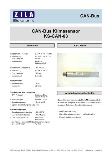 CAN-BUS Klimasensor KS-CAN03 - zila.de