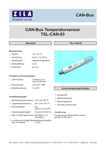 CAN-BUS temperature sensor air TSL-CAN03 - zila.de