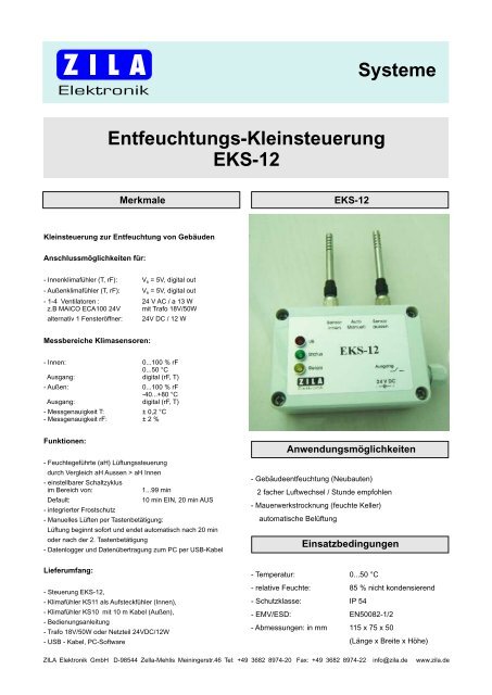 Entfeuchtungs-Kleinsteuerung EKS-12 Systeme - zila.de