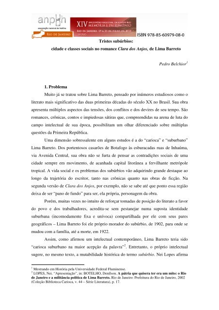 Tristes subúrbios - XIV Encontro Regional de História - ANPUH-Rio