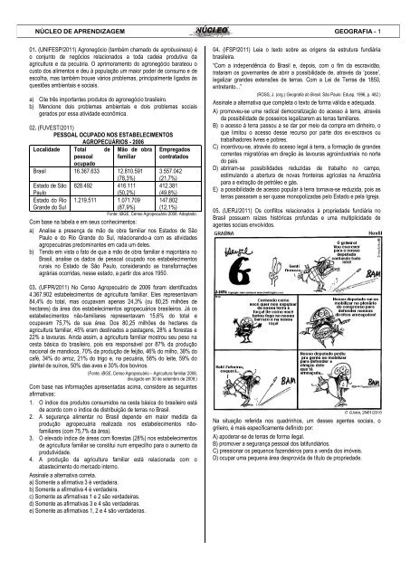 Questões sobre o ProÁlcool - núcleo de aprendizagem pré-vestibular