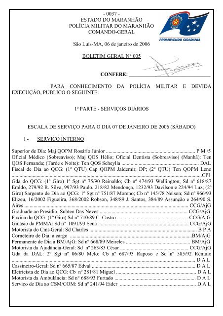 - 0037 - ESTADO DO MARANHÃO POLÍCIA MILITAR DO ...