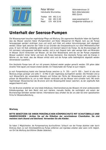 Unterhalt der Seerose-Pumpen - Peter Winter