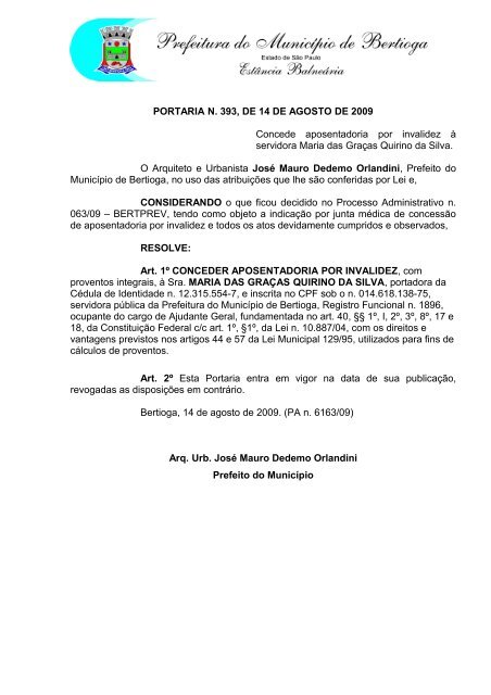 365 Atos internos - Prefeitura do Município de BERTIOGA.