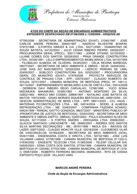 365 Atos internos - Prefeitura do Município de BERTIOGA.