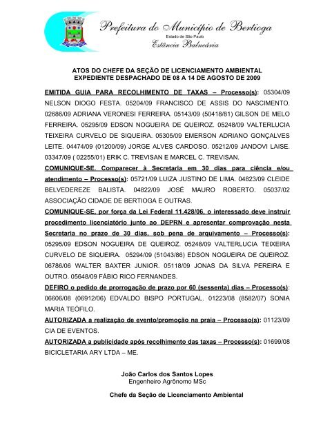 365 Atos internos - Prefeitura do Município de BERTIOGA.
