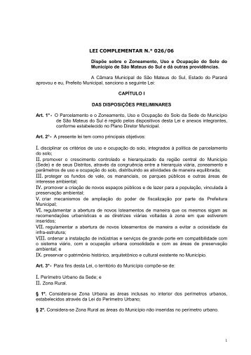 Dispõe sobre o Zoneamento, Uso e Ocupação do - Prefeitura ...