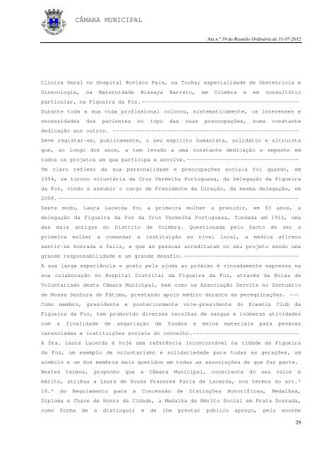 ATA N.º 19/2012 REUNIÃO ORDINÁRIA DE 31-07-2012