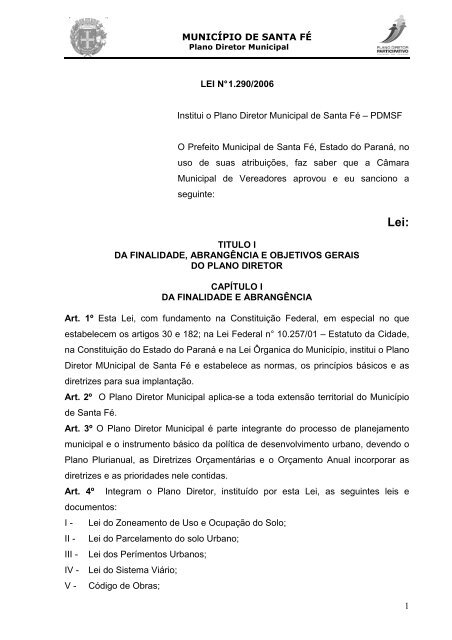Plano Diretor Volume II - Prefeitura Municipal de Santa Fé