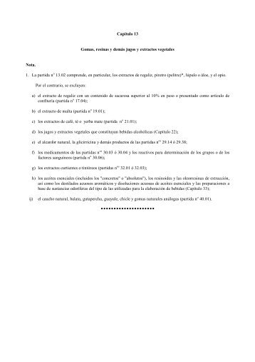 Capítulo 13 Gomas, resinas y demás jugos y extractos ... - Aladi