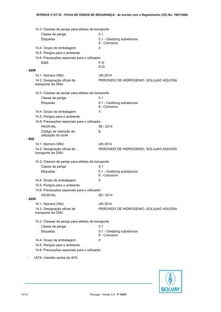 interox ® st-35 - Solvay