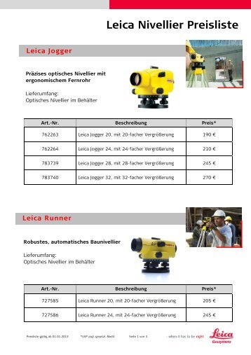 Leica Nivellier Preisliste - Zimmermann-Optik