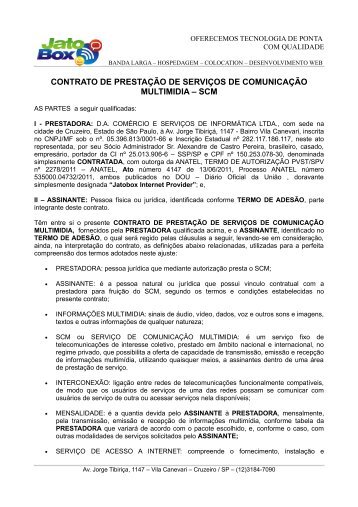 contrato de prestação de serviços de comunicação ... - Jatobox