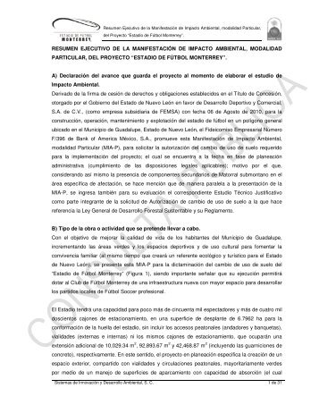 RESUMEN EJECUTIVO DE LA MANIFESTACIÓN ... - sinat - Semarnat