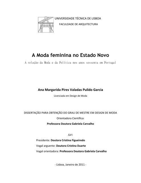 A Moda feminina no Estado Novo - UTL Repository - Universidade ...