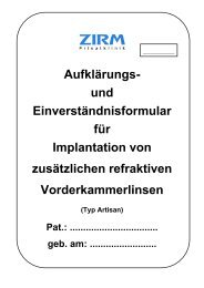 Aufklärungs- und Einverständnisformular für ... - ZIRM Privatklinik