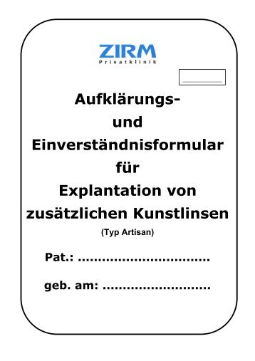 Explantation einer zusätzlichen Kunstlinse - ZIRM Privatklinik