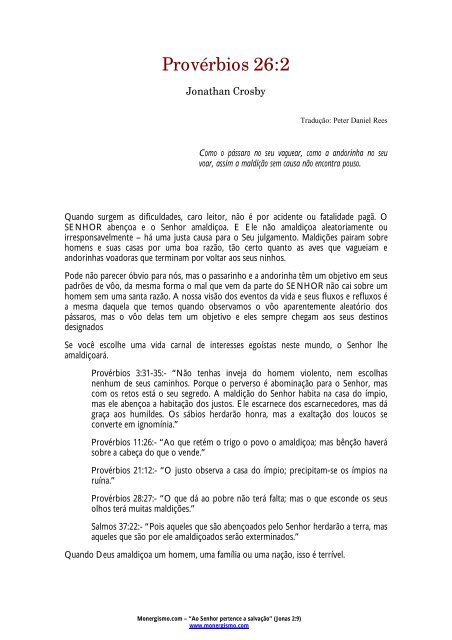 Proverbios 26 2 Monergismo