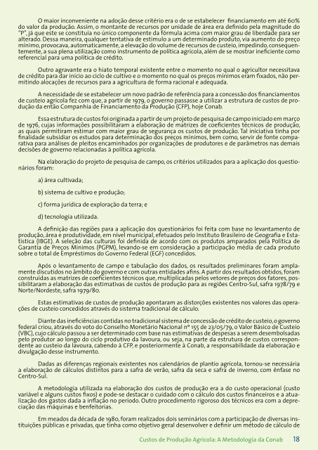 Custos de Produção Agrícola: A Metodologia da Conab