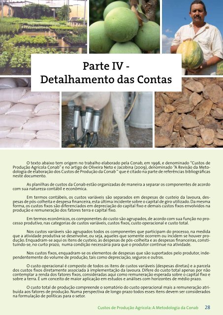 Custos de Produção Agrícola: A Metodologia da Conab