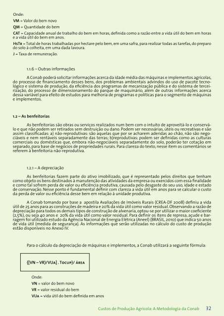 Custos de Produção Agrícola: A Metodologia da Conab