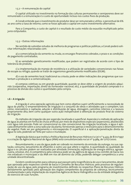 Custos de Produção Agrícola: A Metodologia da Conab