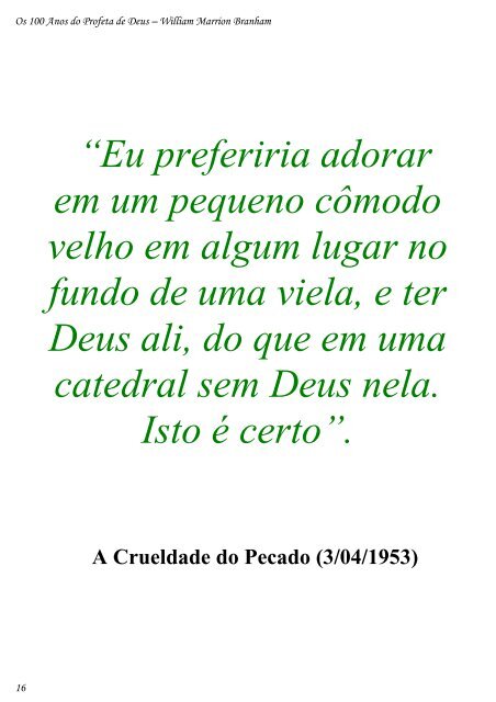 Os 100 Anos do Profeta de Deus - Webnode