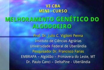 MELHORAMENTO GENÉTICO DO ALGODOEIRO - Embrapa Algodão
