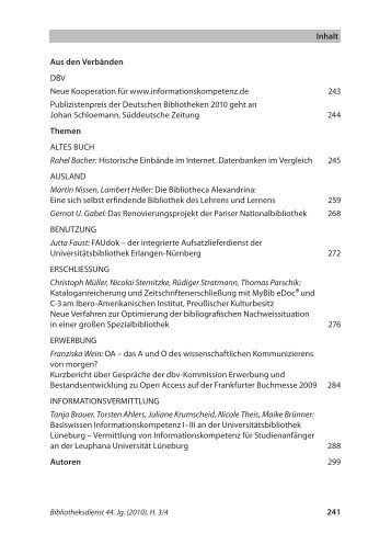 Inhalt 241 Inhalt Aus den Verbänden DBV Neue Kooperation für ...