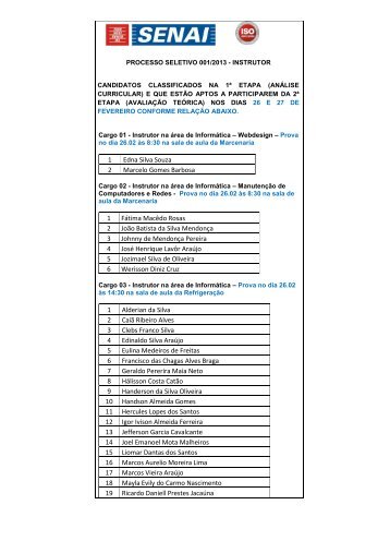 O SENAI/RR está selecionando candidatos com o seguinte perfil: