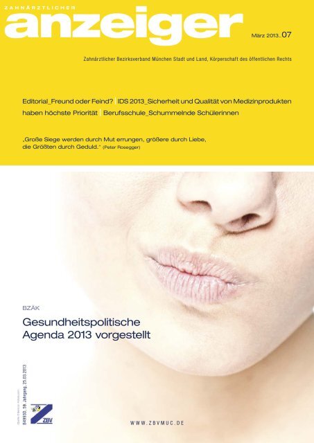 Gesundheitspolitische Agenda 2013 vorgestellt - ZBV München ...