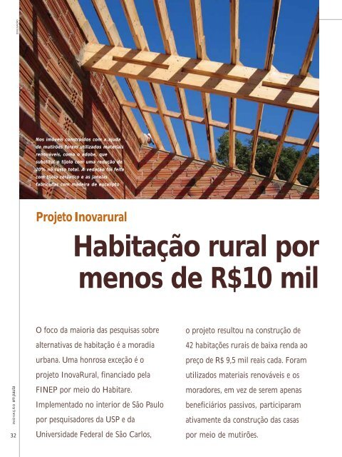 Habitação rural por menos de R$10 mil - Finep