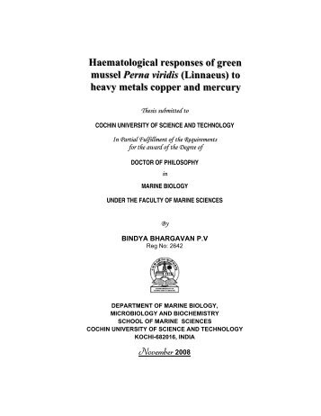 Haematological responses of green mussel Perna viridis (Linnaeus ...