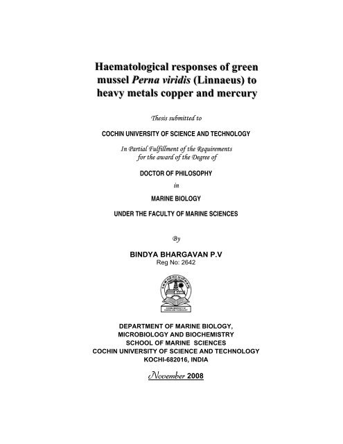 Haematological responses of green mussel Perna viridis (Linnaeus ...