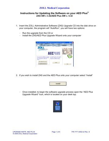 AED Plus Software Upgrade instructions - ZOLL Medical Corporation