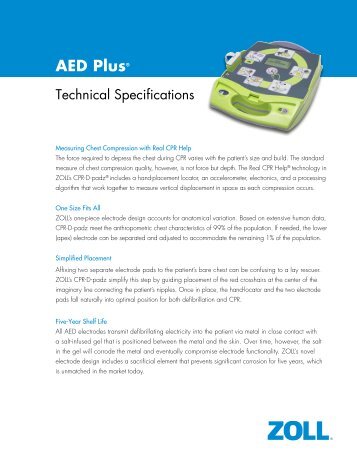 Zoll AED Plus Technical Specifications - AED.com