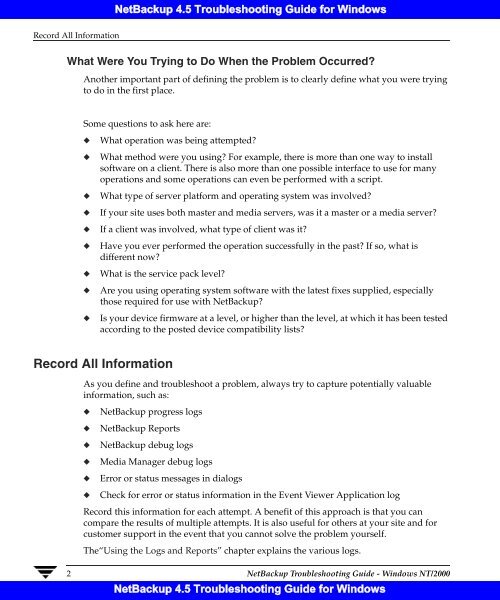 NetBackup 4.5 Troubleshooting Guide for Windows - Symantec