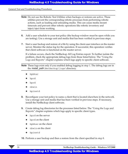 NetBackup 4.5 Troubleshooting Guide for Windows - Symantec