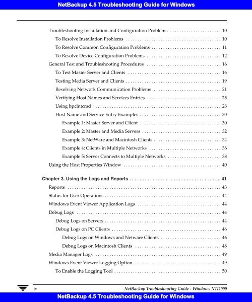 NetBackup 4.5 Troubleshooting Guide for Windows - Symantec