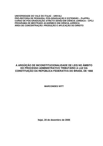 A ARGÜIÇÃO DE INCONSTITUCIONALIDADE ... - Domínio Público