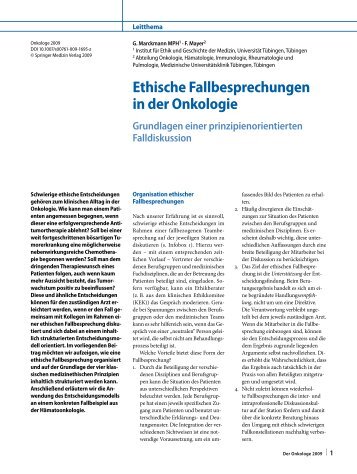 Ethische Fallbesprechungen in der Onkologie - Palliativ Netz Stuttgart